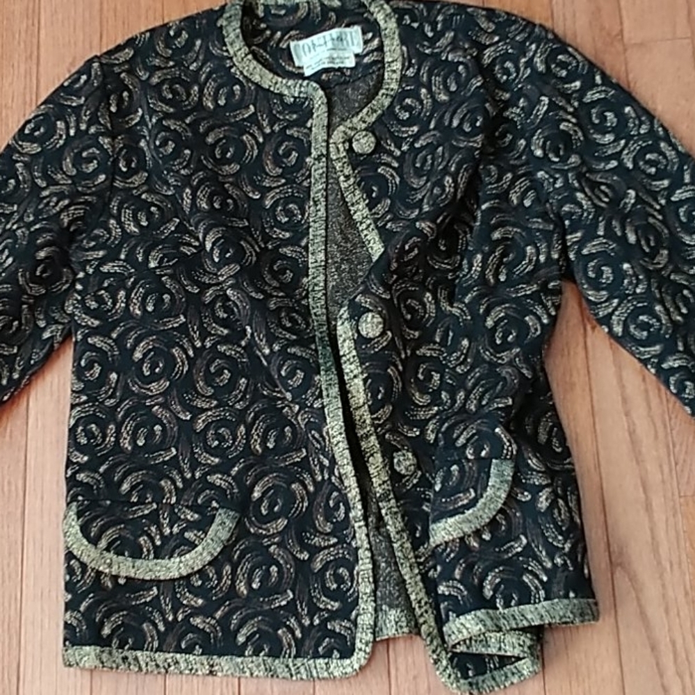 Couture Imports Vintage Black/Gold Jacket M - Picture 14 of 15